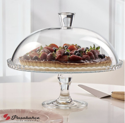 Tortenständer auf Fuß mit Glasglocke 32 cm – Bild 2