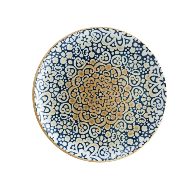 Teller flach 21 cm blau/weiß/gold