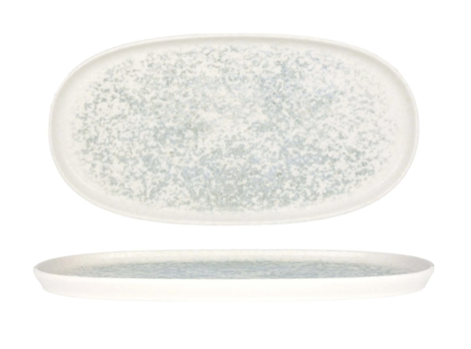 Platte flach 30 cm weiß/blau